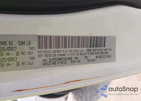 2017 Dodge Journey Se from USA, damaged, VIN 3C4PDCAB4HT674056